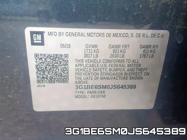 3G1BE6SM0JS645389 фото 2