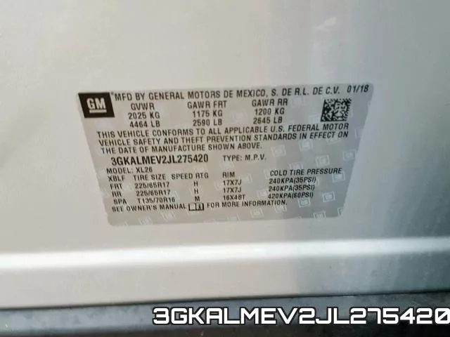 3GKALMEV2JL275420 фото 2
