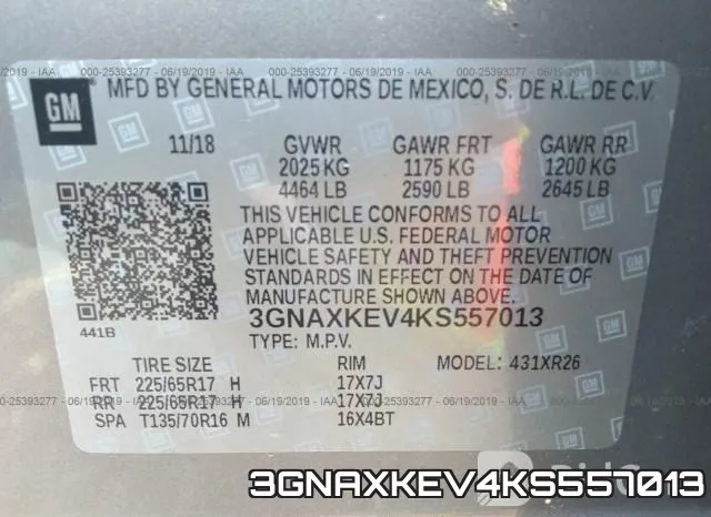 3GNAXKEV4KS557013 фото 10