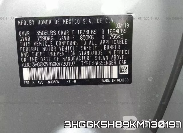 3HGGK5H89KM730197 фото 10