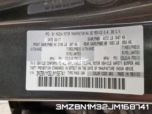 3MZBN1M32JM168741 фото 2