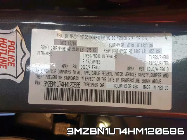 3MZBN1U74HM120686 фото 2