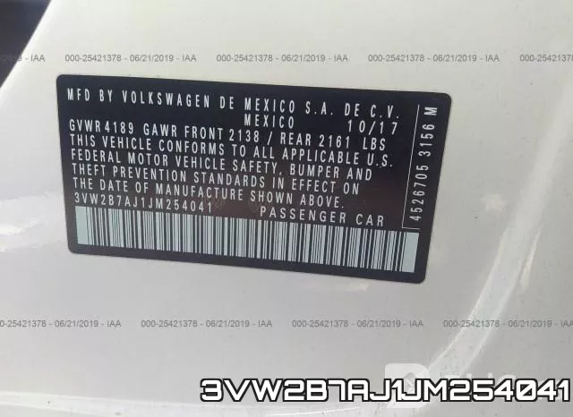 3VW2B7AJ1JM254041 фото 10