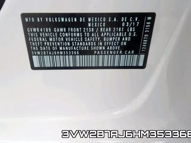 3VW2B7AJ6HM353366 фото 2