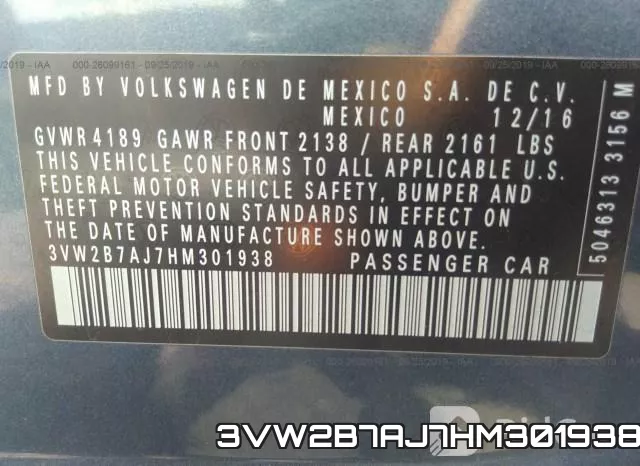 3VW2B7AJ7HM301938 фото 10