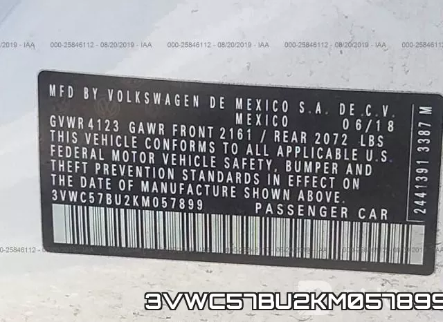 3VWC57BU2KM057899 фото 10