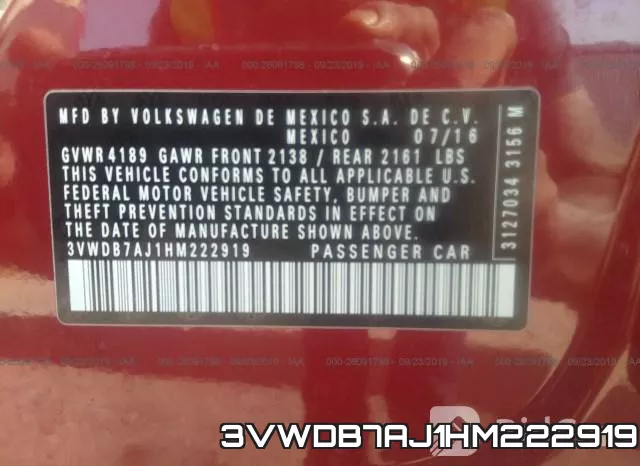 3VWDB7AJ1HM222919 фото 9