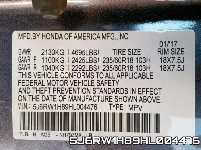 5J6RW1H89HL004476 фото 2