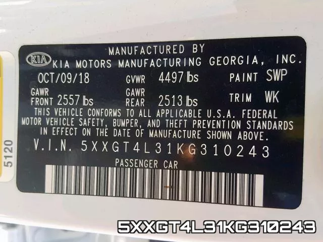 5XXGT4L31KG310243 фото 2