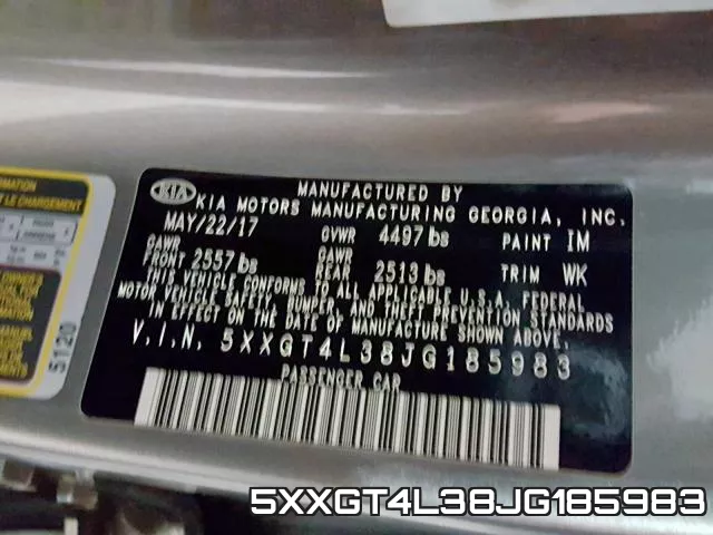 5XXGT4L38JG185983 фото 2