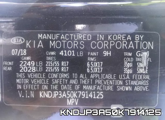 KNDJP3A50K7914125 фото 10