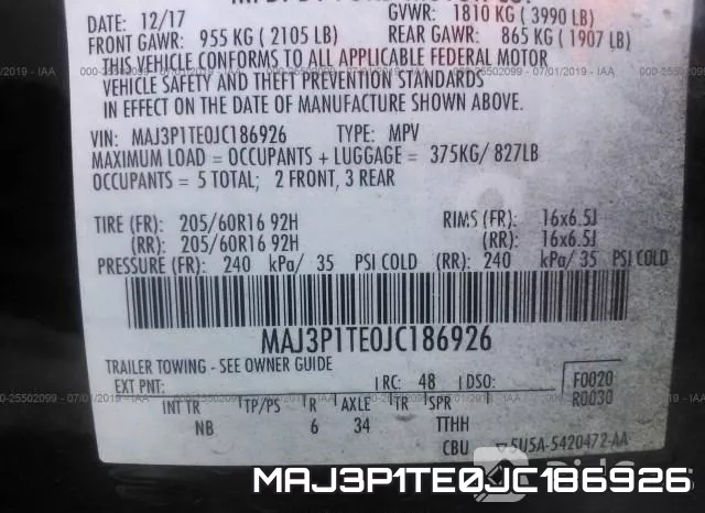 MAJ3P1TE0JC186926 фото 10