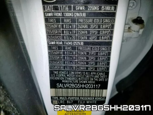 SALVR2BG5HH203117 фото 2