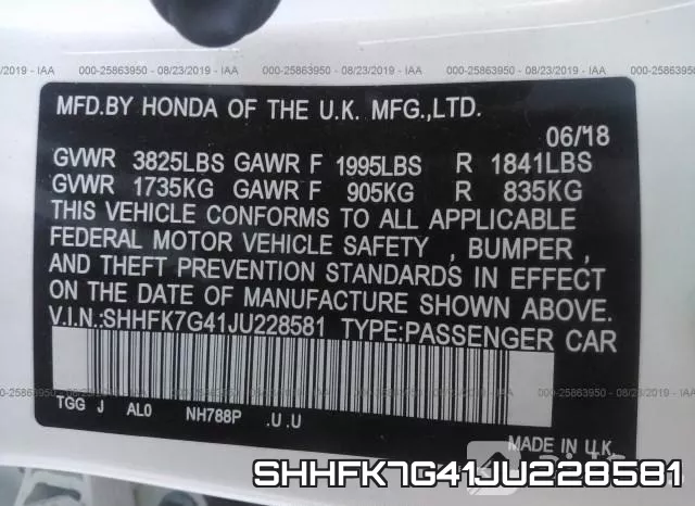 SHHFK7G41JU228581 фото 10