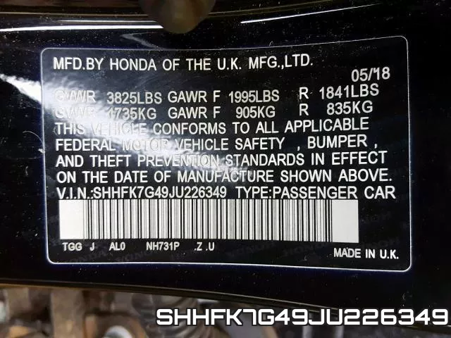 SHHFK7G49JU226349 фото 2
