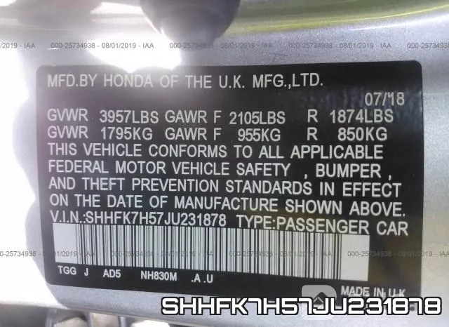 SHHFK7H57JU231878 фото 10