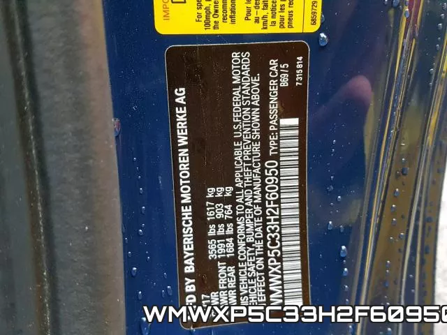 WMWXP5C33H2F60950 фото 2