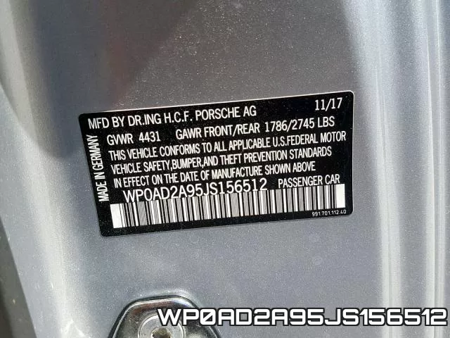 WP0AD2A95JS156512 фото 2