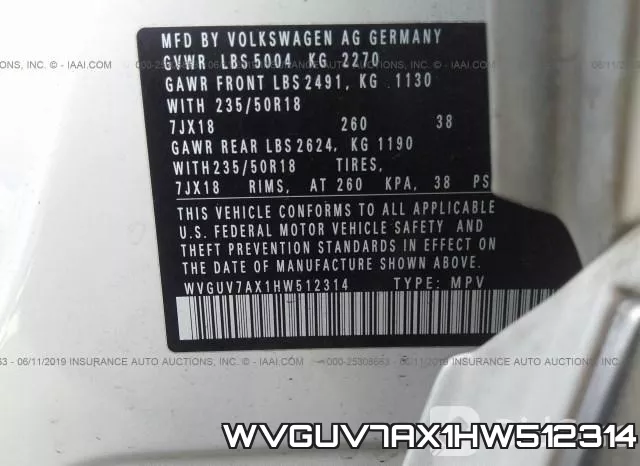 WVGUV7AX1HW512314 фото 10
