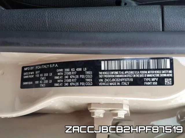 ZACCJBCB2HPF87519 фото 2