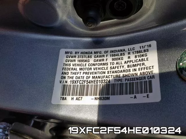 19XFC2F54HE010324 фото 2