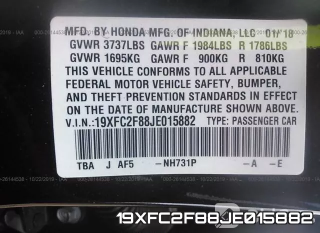 19XFC2F88JE015882 фото 10