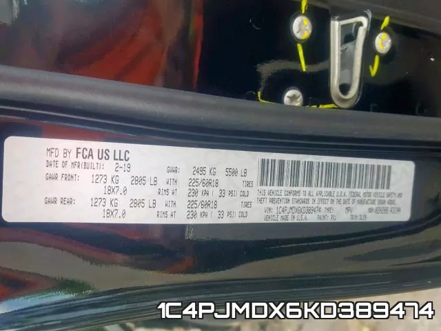 1C4PJMDX6KD389474 фото 2