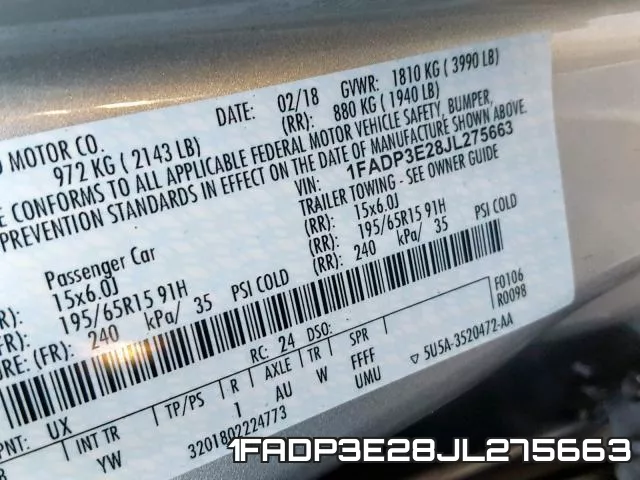 1FADP3E28JL275663 фото 2
