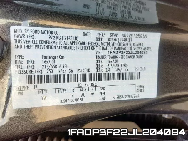 1FADP3F22JL204084 фото 2