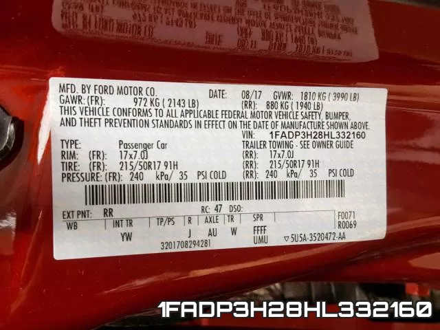1FADP3H28HL332160 фото 2