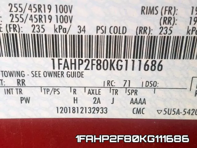 1FAHP2F80KG111686 фото 2