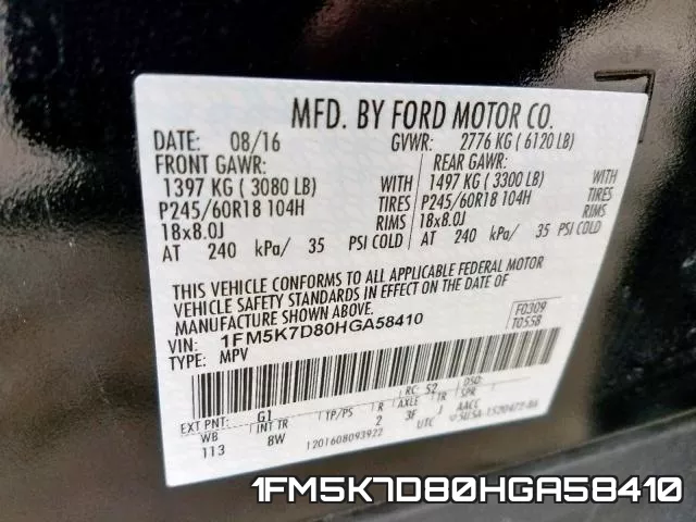 1FM5K7D80HGA58410 фото 2