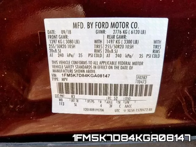 1FM5K7D84KGA08147 фото 2