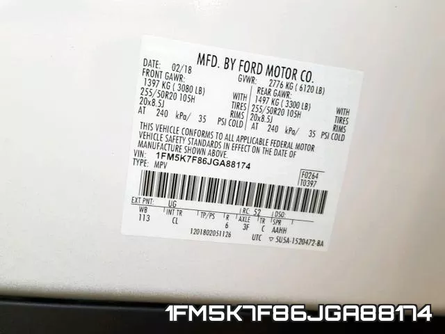 1FM5K7F86JGA88174 фото 2