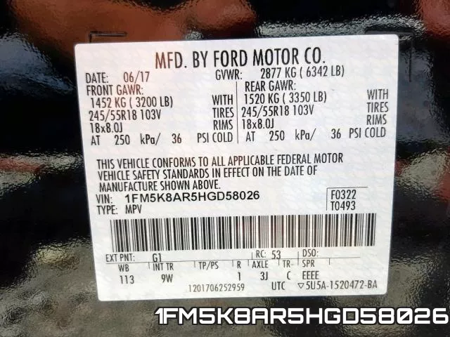 1FM5K8AR5HGD58026 фото 2