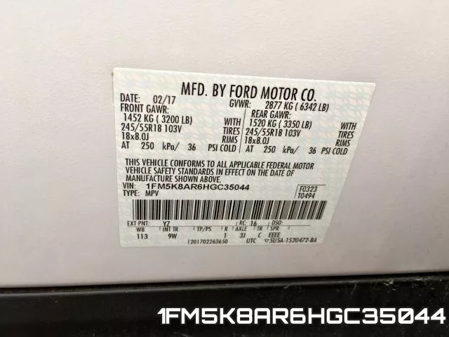 1FM5K8AR6HGC35044 фото 2