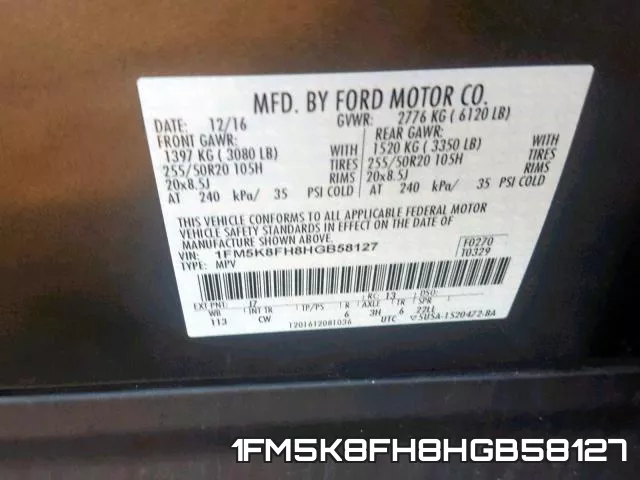 1FM5K8FH8HGB58127 фото 2