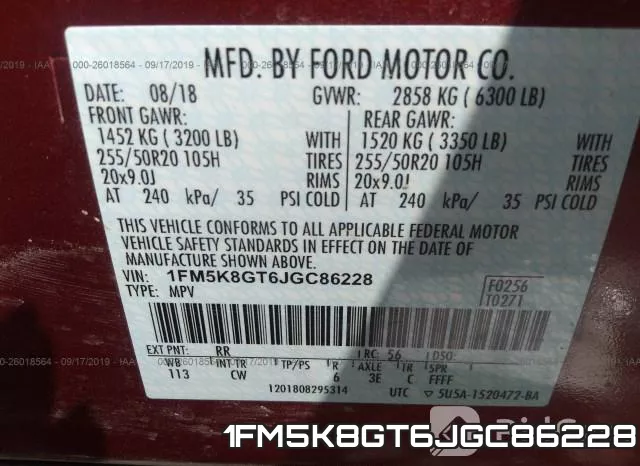 1FM5K8GT6JGC86228 фото 10