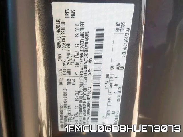 1FMCU0GD8HUE73073 фото 2