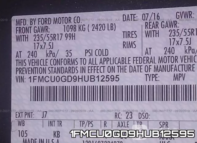 1FMCU0GD9HUB12595 фото 10