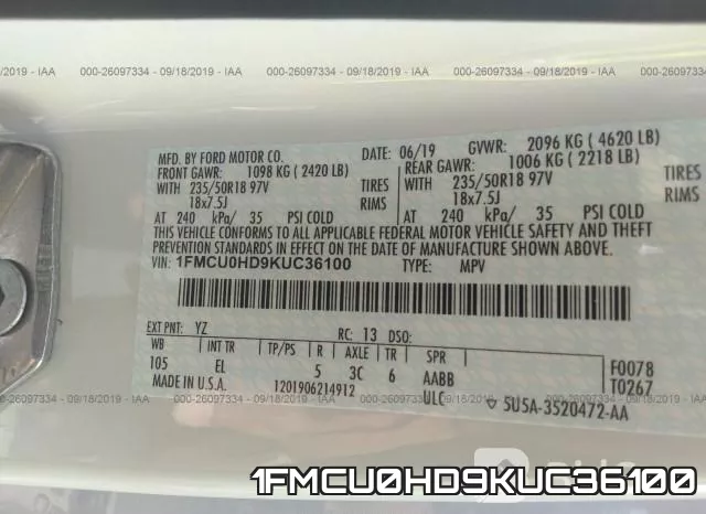 1FMCU0HD9KUC36100 фото 10
