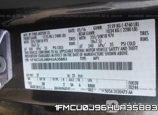 1FMCU0J96HUA35883 фото 10