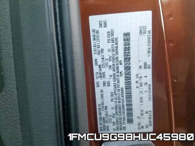 1FMCU9G98HUC45980 фото 2