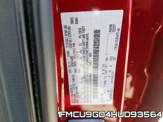 1FMCU9GD4HUD93564 фото 2