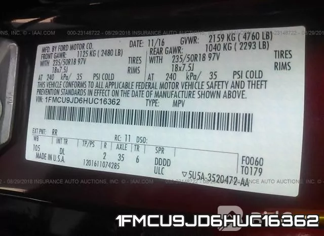 1FMCU9JD6HUC16362 фото 10