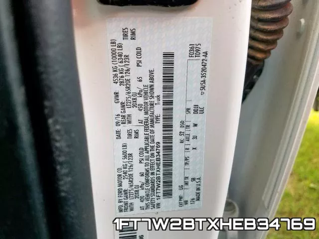 1FT7W2BTXHEB34769 фото 2