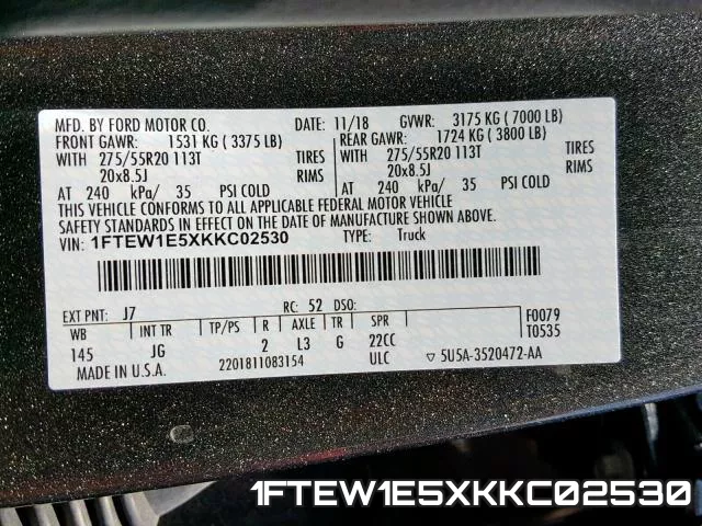 1FTEW1E5XKKC02530 фото 2