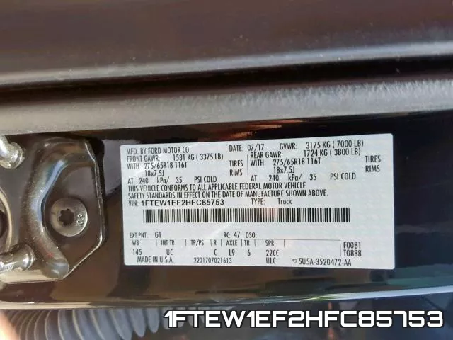 1FTEW1EF2HFC85753 фото 2