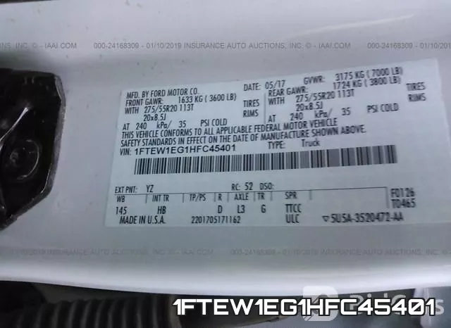 1FTEW1EG1HFC45401 фото 10