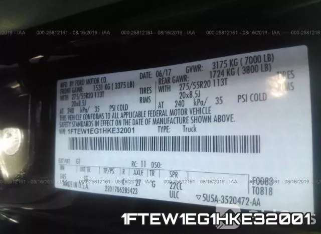 1FTEW1EG1HKE32001 фото 10